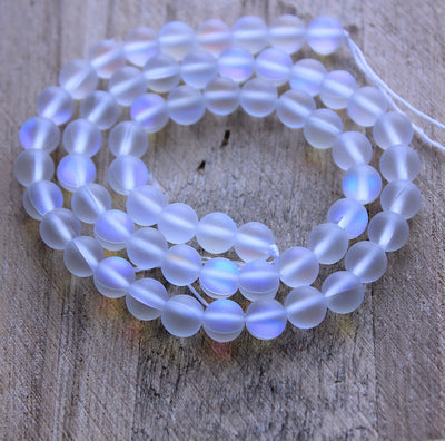 The Bead Store 6mm Round Synthetic Moonstone Beads 60 beads / string