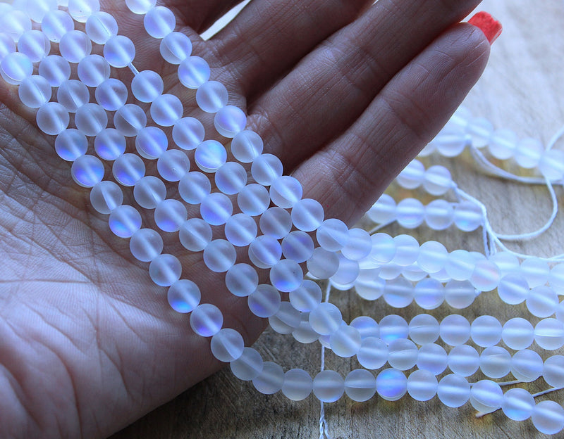 The Bead Store 6mm Round Synthetic Moonstone Beads 60 beads / string