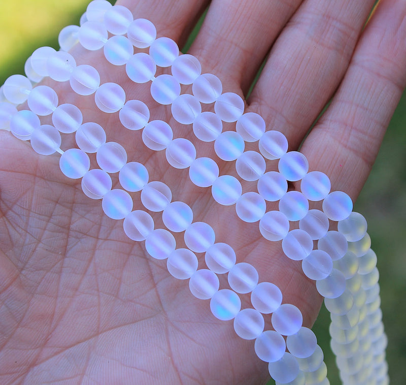 The Bead Store 6mm Round Synthetic Moonstone Beads 60 beads / string