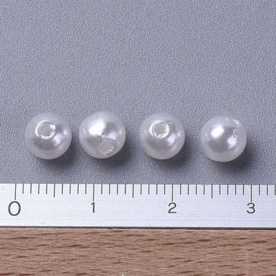 The Bead Store 6mm Round White Acrylic Pearls 100 beads