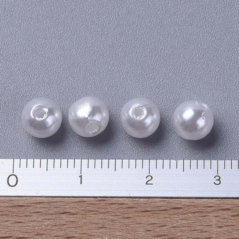 The Bead Store 6mm Round White Acrylic Pearls 100 beads