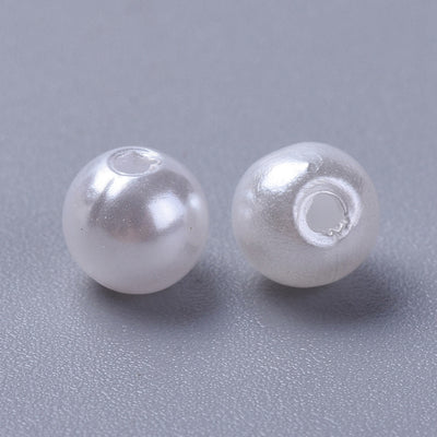 The Bead Store 6mm Round White Acrylic Pearls 100 beads