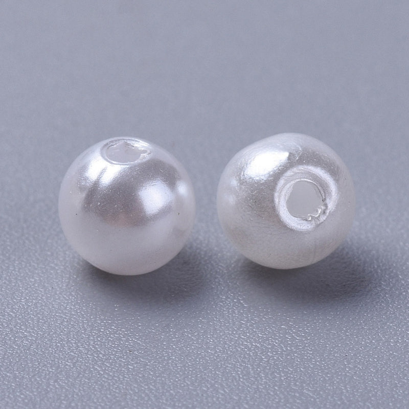 The Bead Store 6mm Round White Acrylic Pearls 100 beads