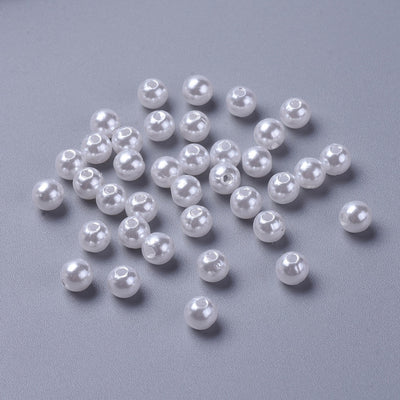 The Bead Store 6mm Round White Acrylic Pearls 100 beads