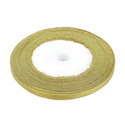 The Bead Store 6mm Wide Gold Glitter Organza Ribbon 23 metres / spool