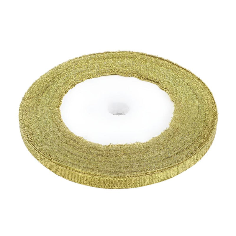 The Bead Store 6mm Wide Gold Glitter Organza Ribbon 23 metres / spool