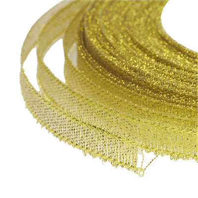 The Bead Store 6mm Wide Gold Glitter Organza Ribbon 23 metres / spool 