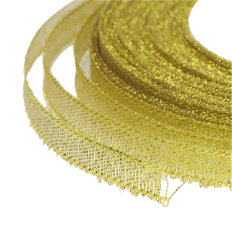 The Bead Store 6mm Wide Gold Glitter Organza Ribbon 23 metres / spool 