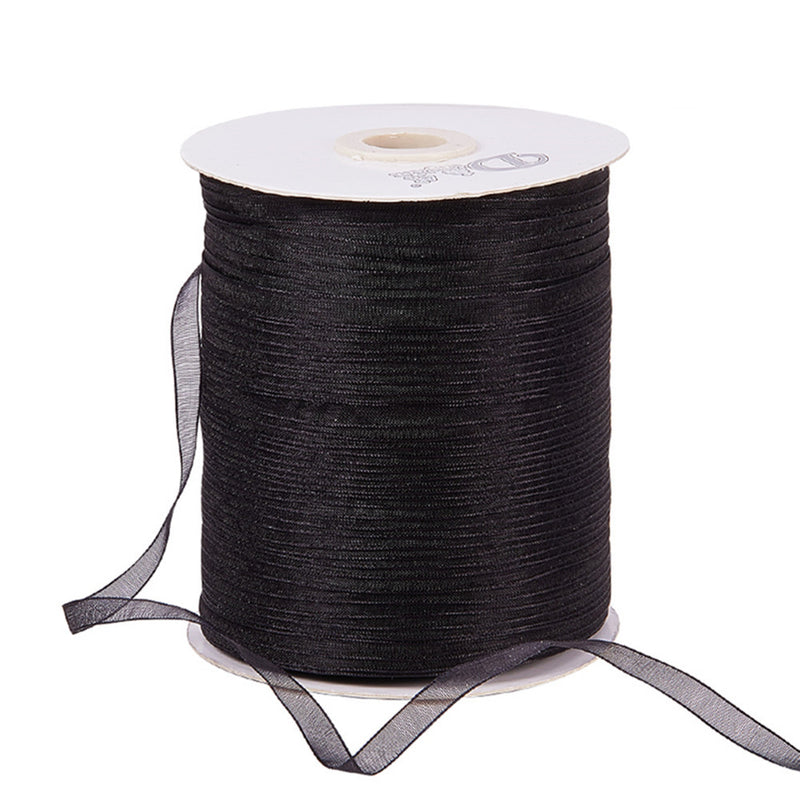 The Bead Store 6mm Wide Organza Ribbon Black 2 Metres