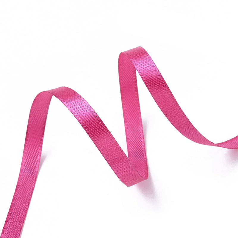 The Bead Store 6mm Wide Satin Ribbon approx. 23 metres / spool Fuchsia