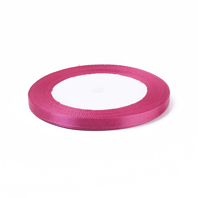 The Bead Store 6mm Wide Satin Ribbon approx. 23 metres / spool Fuchsia
