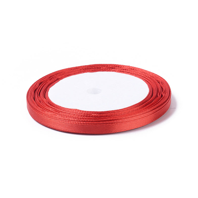 The Bead Store 6mm Wide Satin Ribbon approx. 23 metres / spool Red