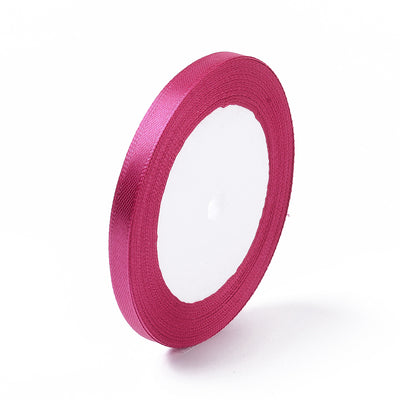 The Bead Store 6mm Wide Satin Ribbon approx. 23 metres / spool Fuchsia