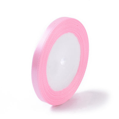 The Bead Store 6mm Wide Satin Ribbon approx. 23 metres / spool Pink