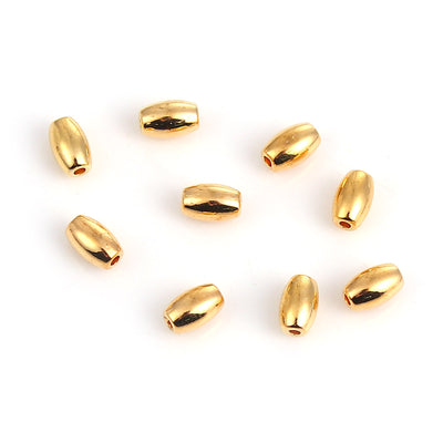 The Bead Store 6mm x 4mm Oval Gold Plated Metal Spacer Beads
