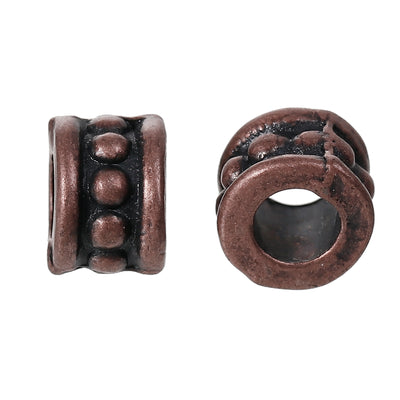 The Bead Store 6x4mm Antique Copper Plated Beaded Spacer Beads Pack of 10