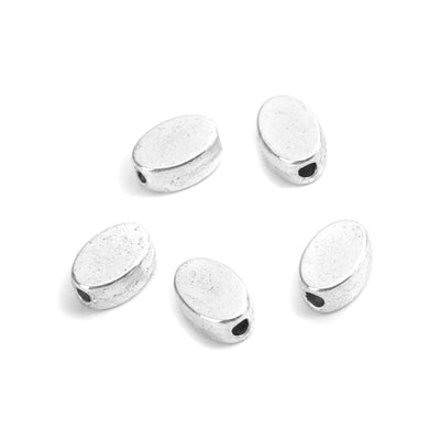The Bead Store 6x4mm Silver Plated Flat Oval Beads ~ Pack of 20