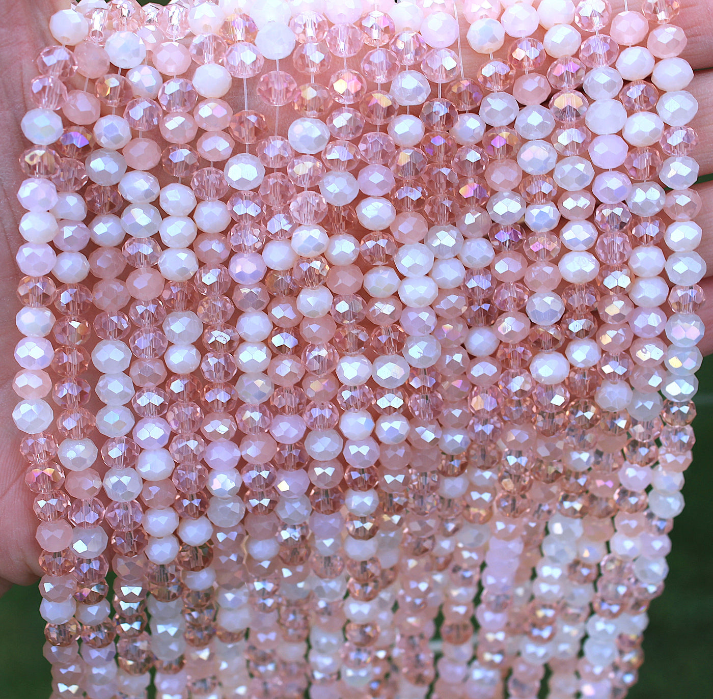 The Bead Store 6x5mm Faceted Crystal Glass Rondelle Beads Pink Mix