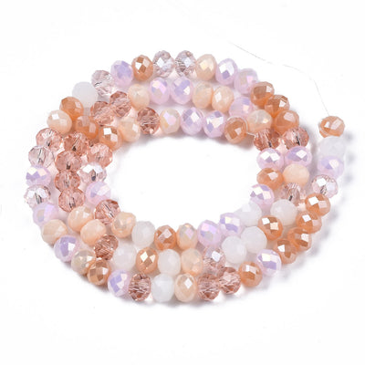 The Bead Store 6x5mm Faceted Crystal Glass Rondelle Beads Pink Mix