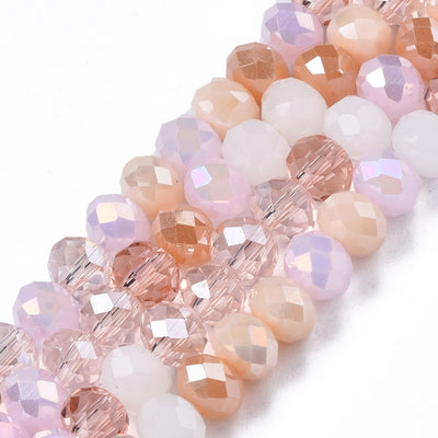 The Bead Store 6x5mm Faceted Crystal Glass Rondelle Beads Pink Mix