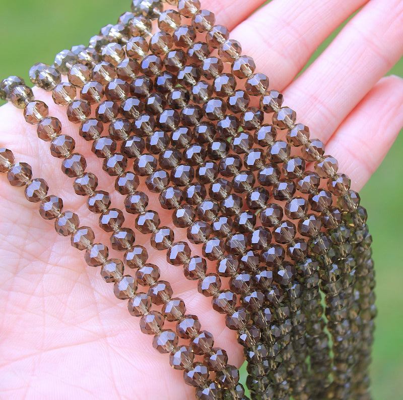 The Bead Store 6x5mm Faceted Glass Rondelle Beads Black Diamond