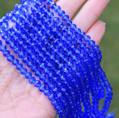 The Bead Store 6x5mm Faceted Glass Rondelle Beads Blue