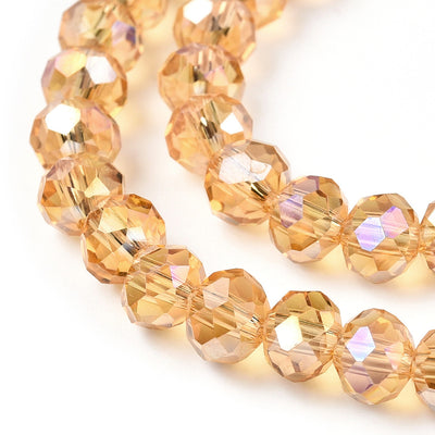 The Bead Store 6x5mm Faceted Glass Rondelle Beads Gold AB approx. 85 beads