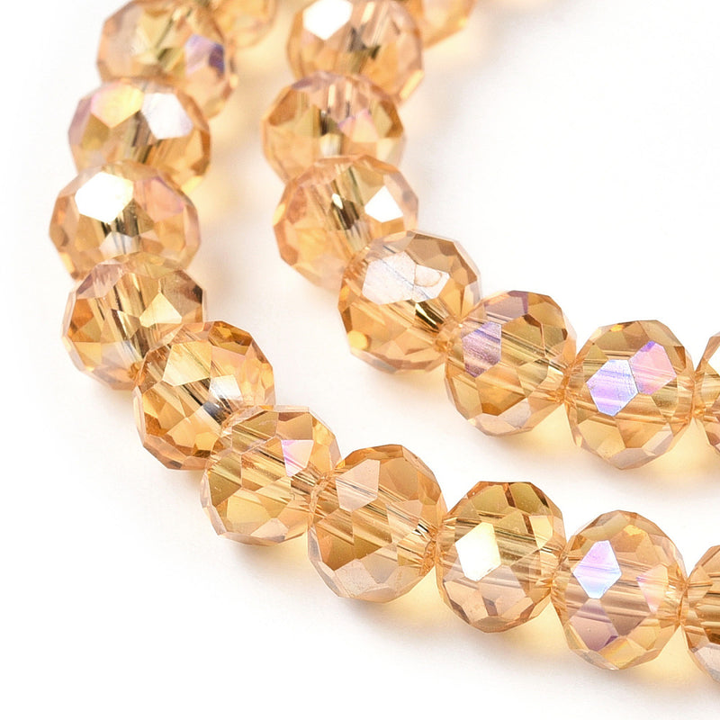 The Bead Store 6x5mm Faceted Glass Rondelle Beads Gold AB approx. 85 beads