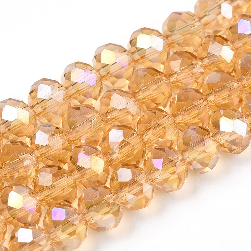 The Bead Store 6x5mm Faceted Glass Rondelle Beads Gold AB approx. 85 beads