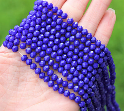 The Bead Store 6x5mm Faceted Glass Rondelle Beads ~ Opaque Blue ~ approx. 85 beads