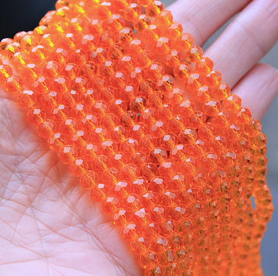 The Bead Store 6x5mm Faceted Glass Rondelle Beads Orange