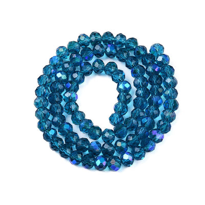 The Bead Store 6x5mm Faceted Glass Rondelle Beads Steel Blue AB