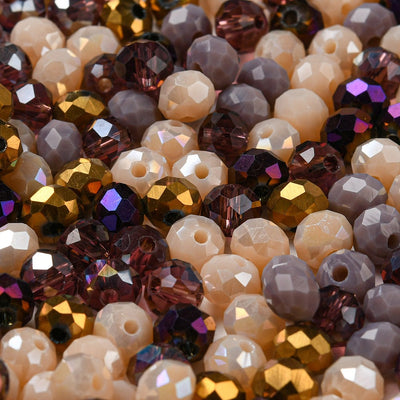 The Bead Store 6x5mm Faceted Glass Rondelles Autumn Mix 100 beads