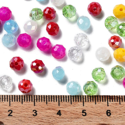 The Bead Store 6x5mm Faceted Glass Rondelles Spring Mix 100 beads