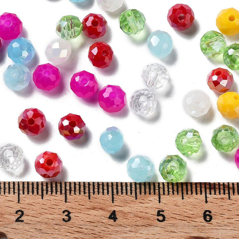 The Bead Store 6x5mm Faceted Glass Rondelles Spring Mix 100 beads