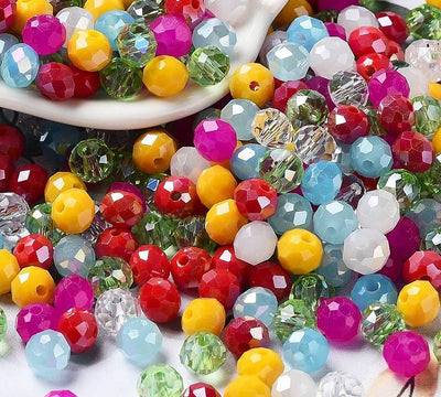 The Bead Store 6x5mm Faceted Glass Rondelles Spring Mix 100 beads