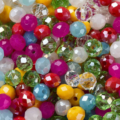 The Bead Store 6x5mm Faceted Glass Rondelles Spring Mix 100 beads