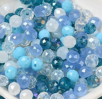 The Bead Store 6x5mm Faceted Glass Rondelles Winter Mix 100 beads