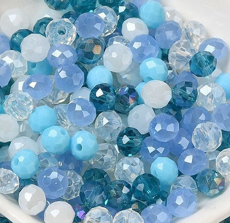 The Bead Store 6x5mm Faceted Glass Rondelles Winter Mix 100 beads