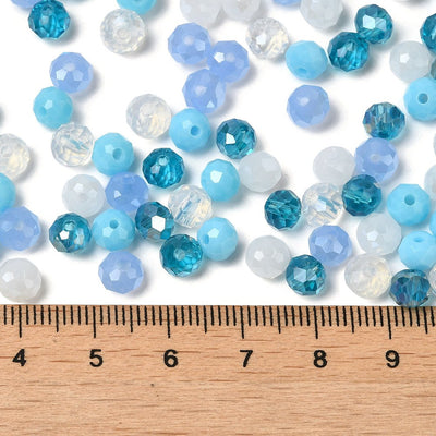 The Bead Store 6x5mm Faceted Glass Rondelles Winter Mix 100 beads