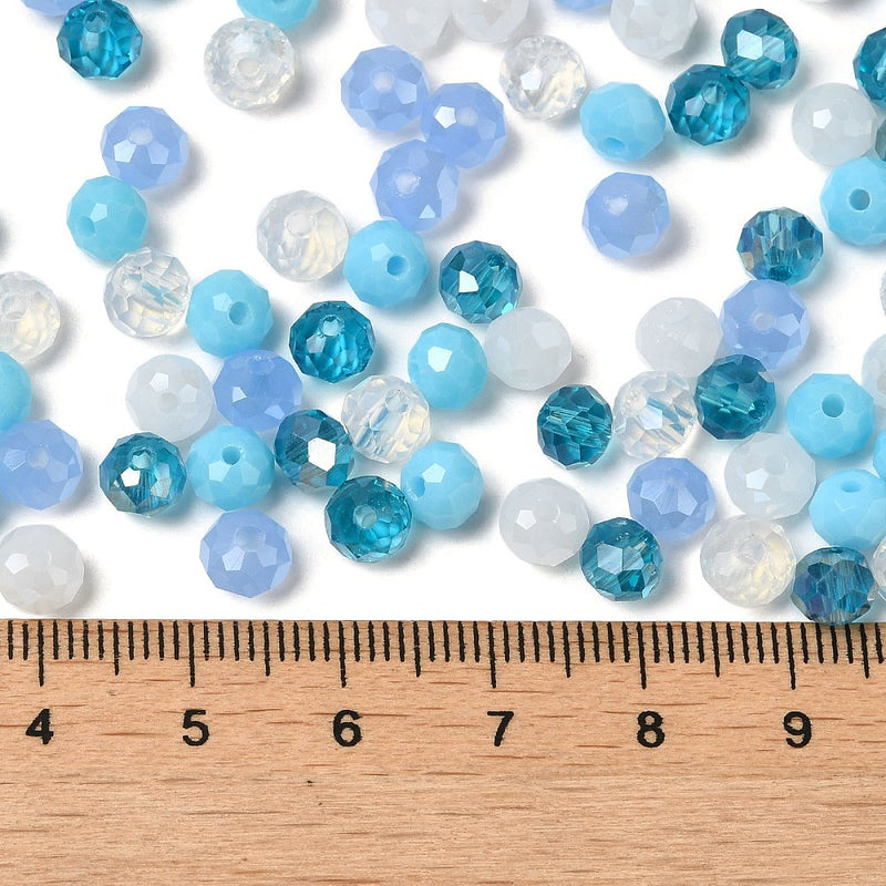 The Bead Store 6x5mm Faceted Glass Rondelles Winter Mix 100 beads