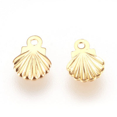 The Bead Store 7mm 24K Gold Plated Stainless Steel Shell Charms ~ Pack of 5