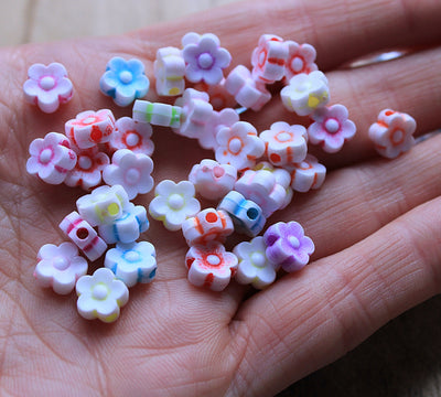 The Bead Store 8mm Acrylic Flower Beads Mixed Colours