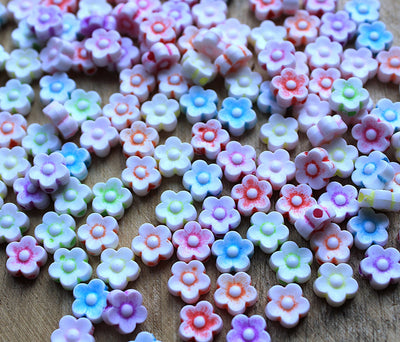 The Bead Store 8mm Acrylic Flower Beads Mixed Colours
