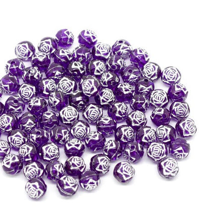 The Bead Store 8mm Acrylic Rose Beads Purple