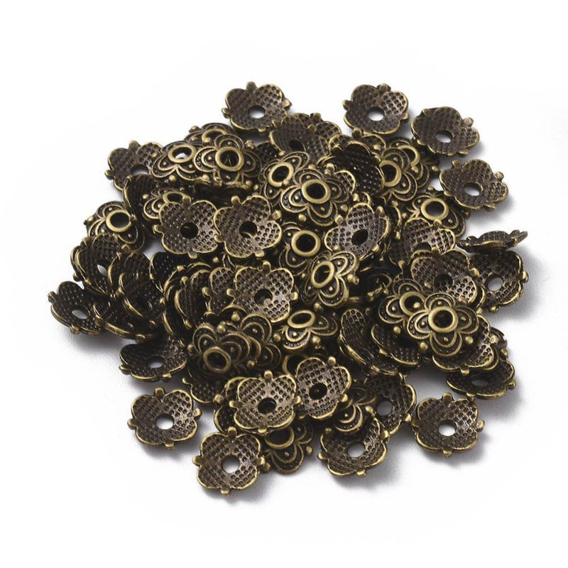 The Bead Store 8mm Antique Bronze Plated Bead Caps Pack of 20