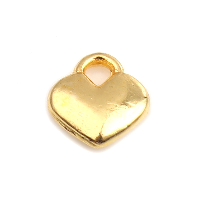 The Bead Store 8mm Gold Plated Heart Charms ~ Pack of 10