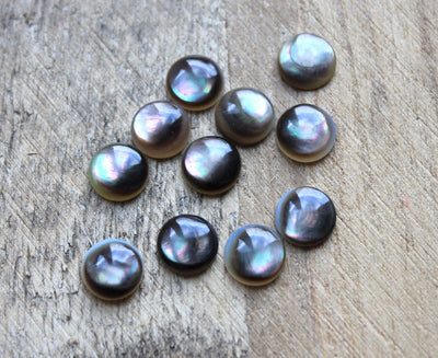 The Bead Store 8mm Mother of Pearl Black Lip Cabochon 