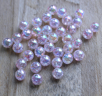 The Bead Store 8mm Round Acrylic Crackle Beads Light Pink Colour
