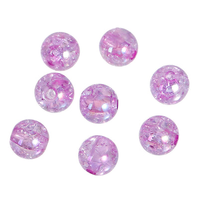The Bead Store 8mm Round Acrylic Crackle Beads Light Violet Colour